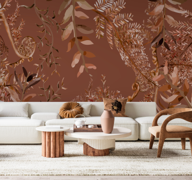 mural de parede terracota folhas densas - TenStickers