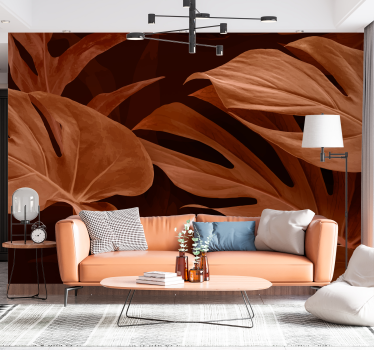 mural de parede terracota folhas grandes e densas - TenStickers