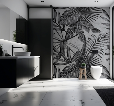 Papel de parede casa de banho concreto e plantas - TenStickers
