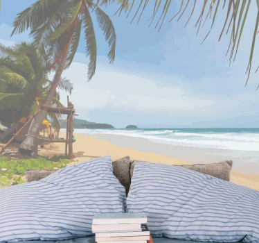 Praia com palmeiras em um dia de sol murais naturais - TenStickers