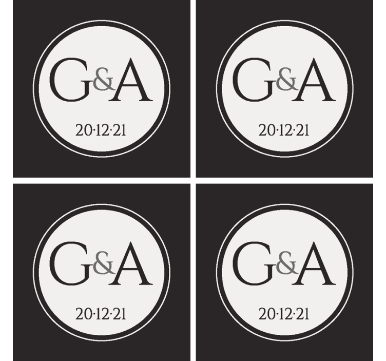 Base para copos de casamento personalizado Iniciais e data  - TenStickers