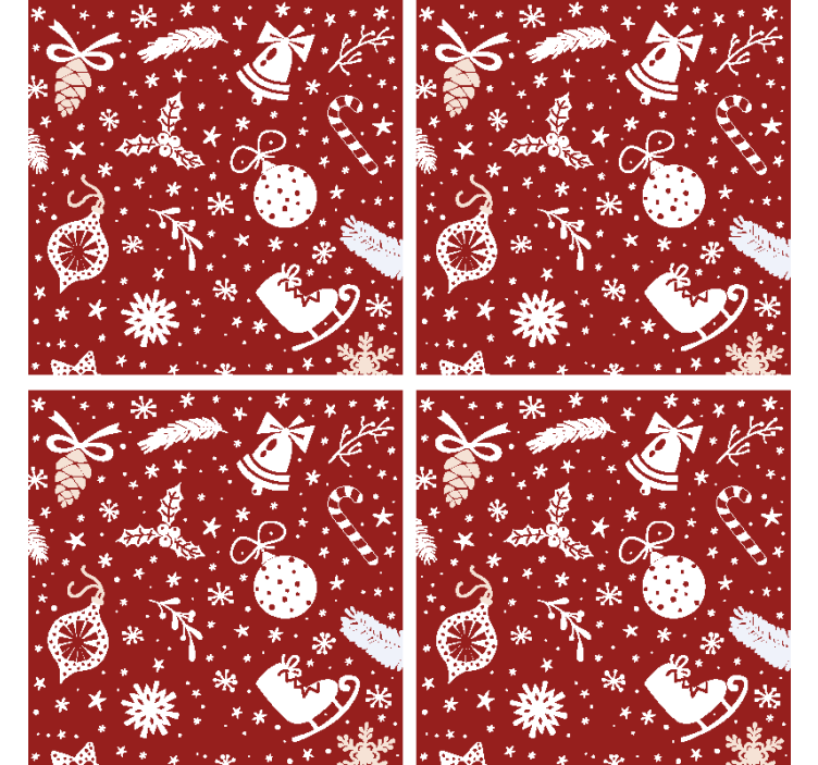 Bases para copos Padrão de natal vermelho - TenStickers