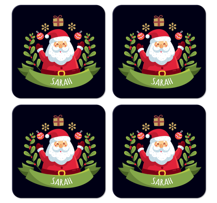 Bases para copos de natal Papai noel com nome - TenStickers