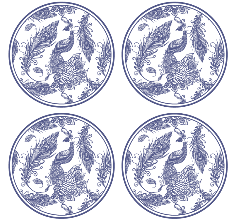 Bases para copos de azulejos Pavão delftware - TenStickers