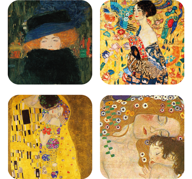Arte de gustav klimt mais bases para copos - TenStickers