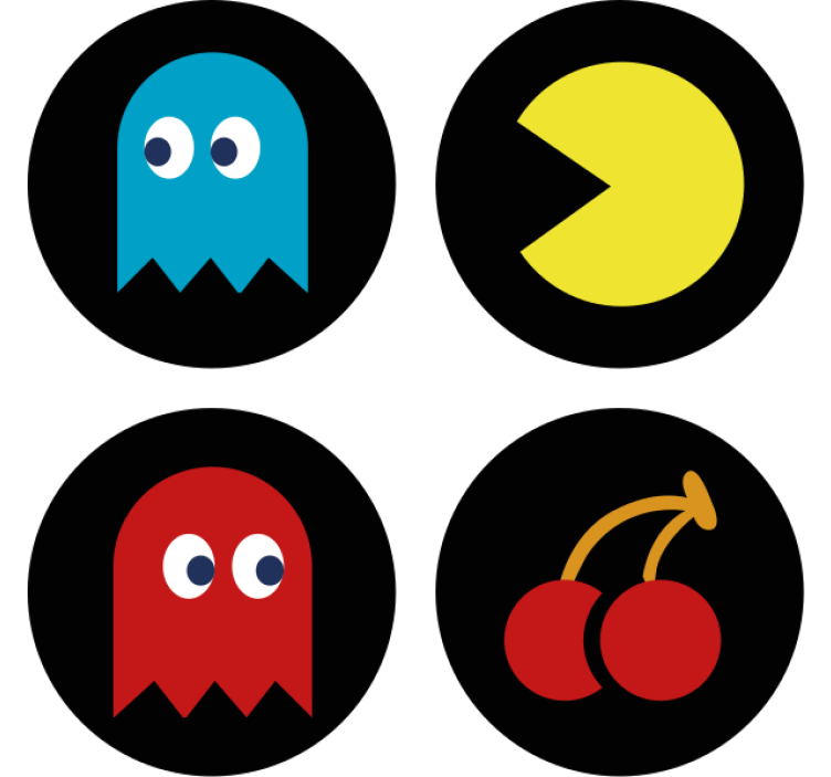 Bases para copos alternativas Conjunto de jogo pac man - TenStickers