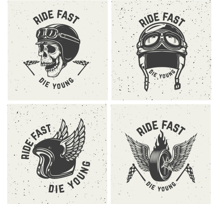 Bases para copos caveira com óculos de corrida - TenStickers