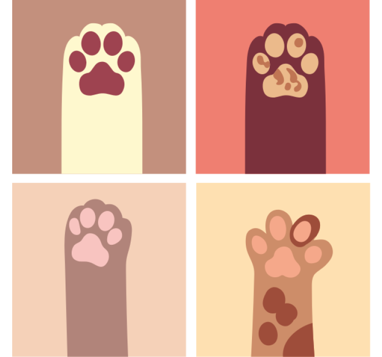 Bases para copos modernas Desenho de patas de gato - TenStickers
