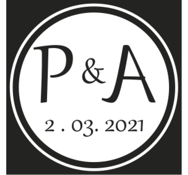 Bases para copos de casamentos Iniciais de noivos com data - TenStickers