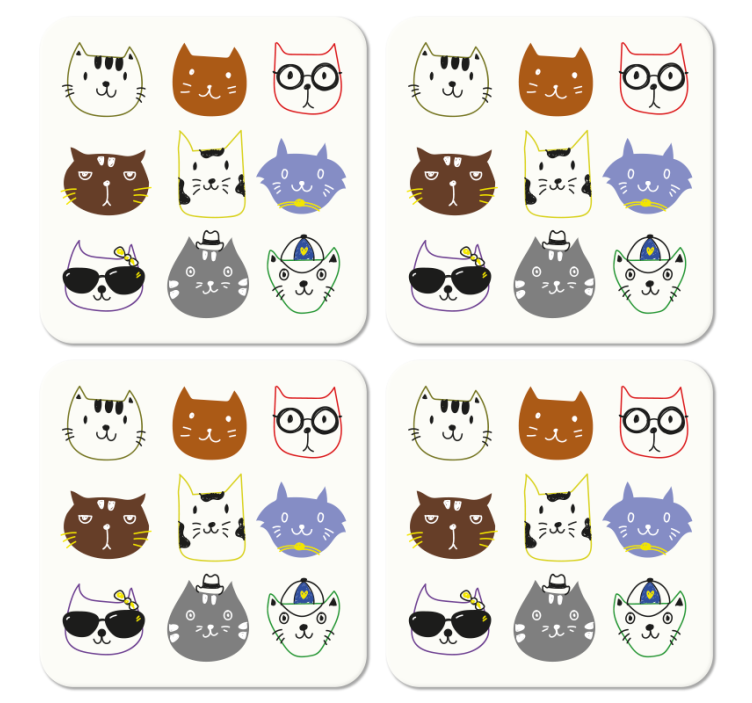 Bases para copos alternativas Gatos engraçados coloridos fofos - TenStickers