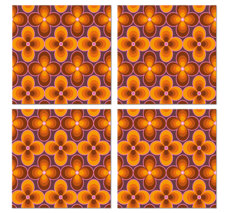 Bases para copos vintage Padrão floral retrô de flores - TenStickers