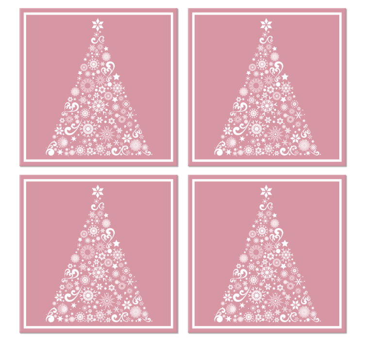 Bases para copos de natal árvore festiva em rosa - TenStickers
