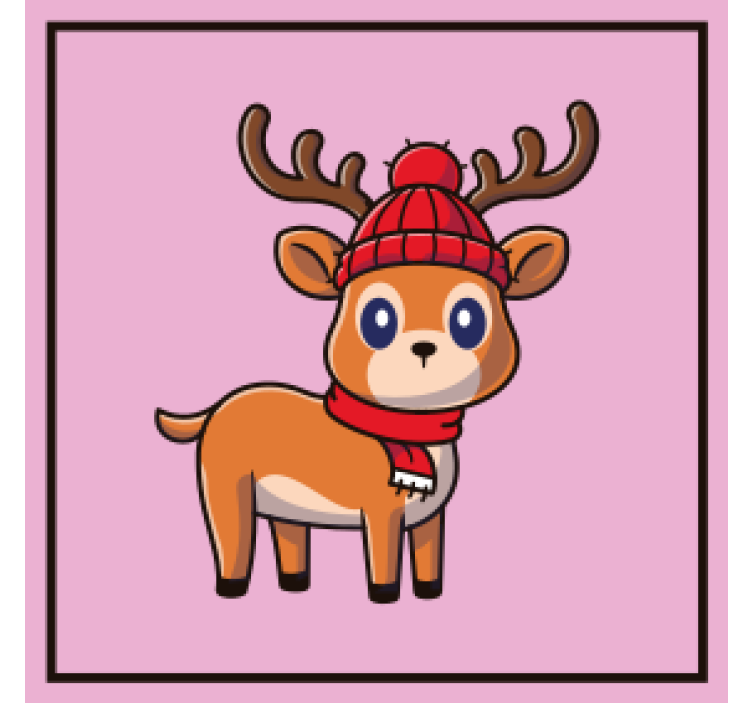 Bases para copos de natal Desenho de rena bebê com nome - TenStickers