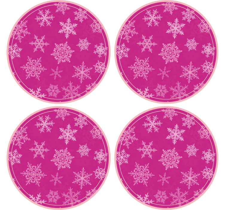Bases para copos de natal Padrão de flocos de neve rosa - TenStickers