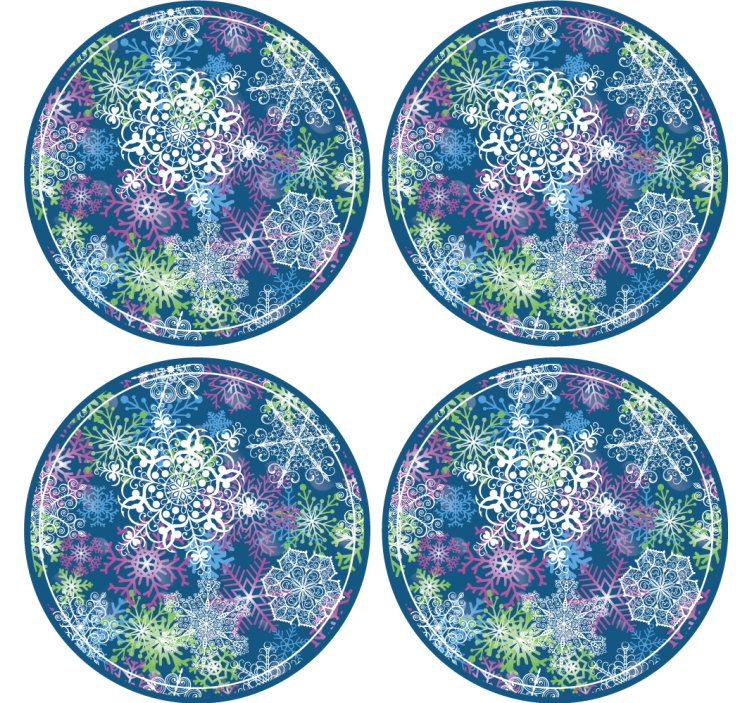 Bases para copos de natal Iluminando flocos de neve em fundo azul - TenStickers