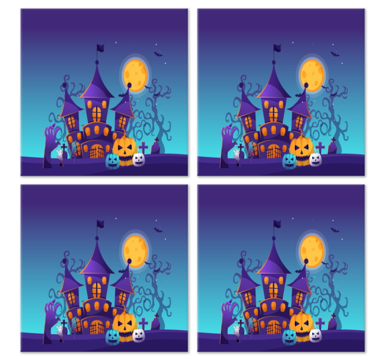 Cemitério assustador com morcegos base para copos de halloween - TenStickers