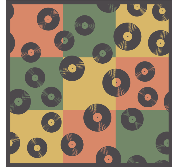 Bases para copos vintage Padrão retro de disco de vinil colorido - TenStickers