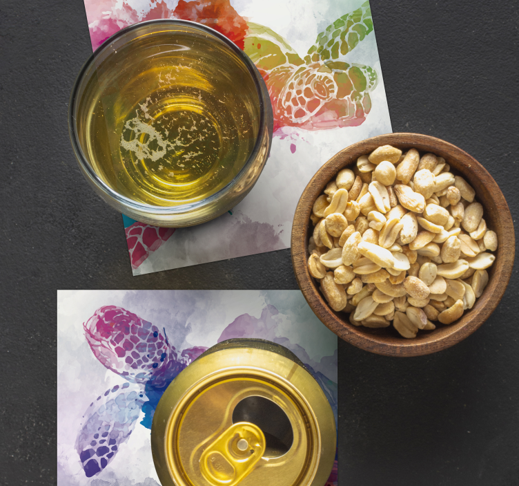 Base para copos de animais tartaruga em aguarela - TenStickers