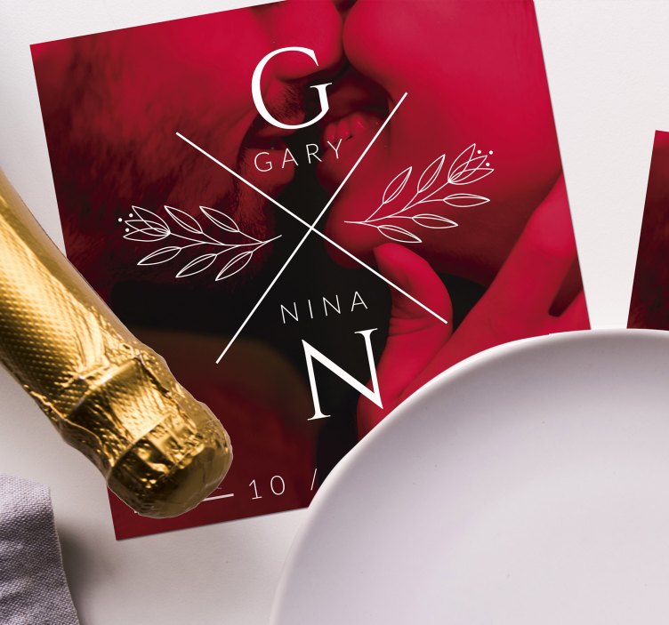 Base para copos de casamento foto personalizada - TenStickers