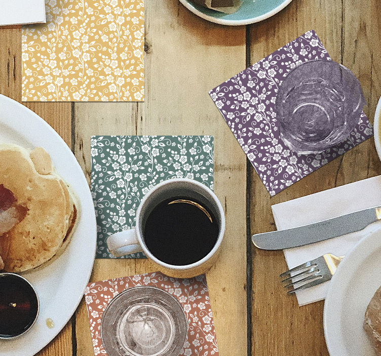 Base para copos elegante flores de várias cores - TenStickers