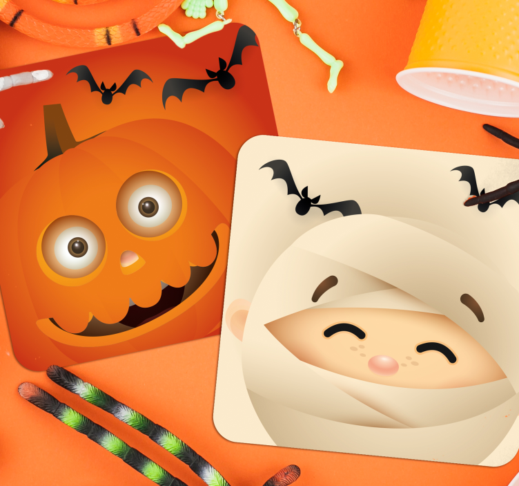 Base paracopos halloween abóbora e múmia alegres - TenStickers