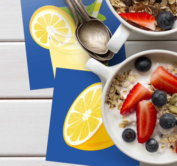 Bases para copos azulejos bebida refrescante de limão - TenStickers