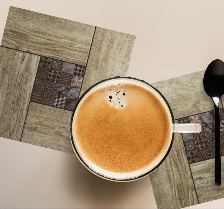 Bases para copos azulejos com motivo de textura de madeira - TenStickers