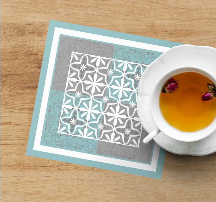 Bases para copos azulejos emblema botânico detalhado - TenStickers