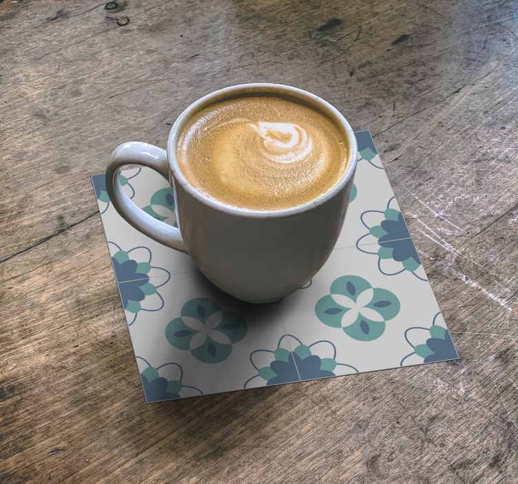 Bases para copos azulejos padrão floral - TenStickers