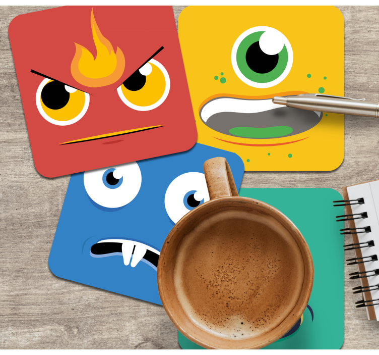 Bases para copos caras de monstros coloridas - TenStickers