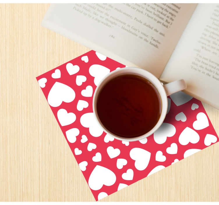 Bases para copos casamentos com padrão de corações - TenStickers