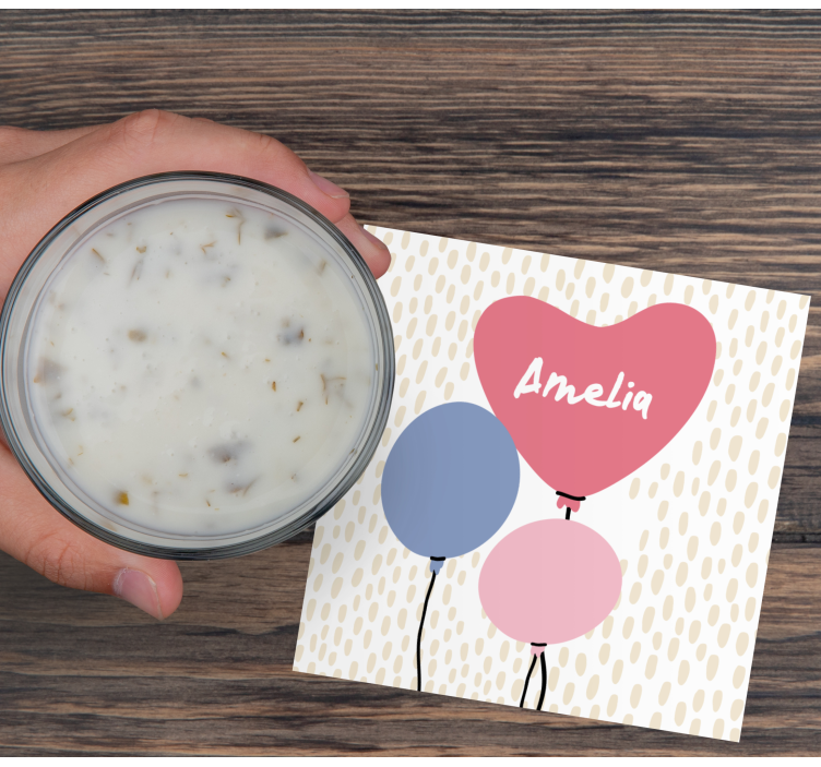 Bases para copos casamentos trio de balões em coração - TenStickers