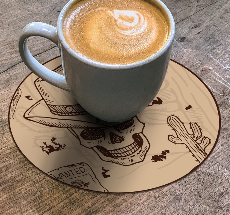 Bases para copos caveira com chapéu de cowboy - TenStickers