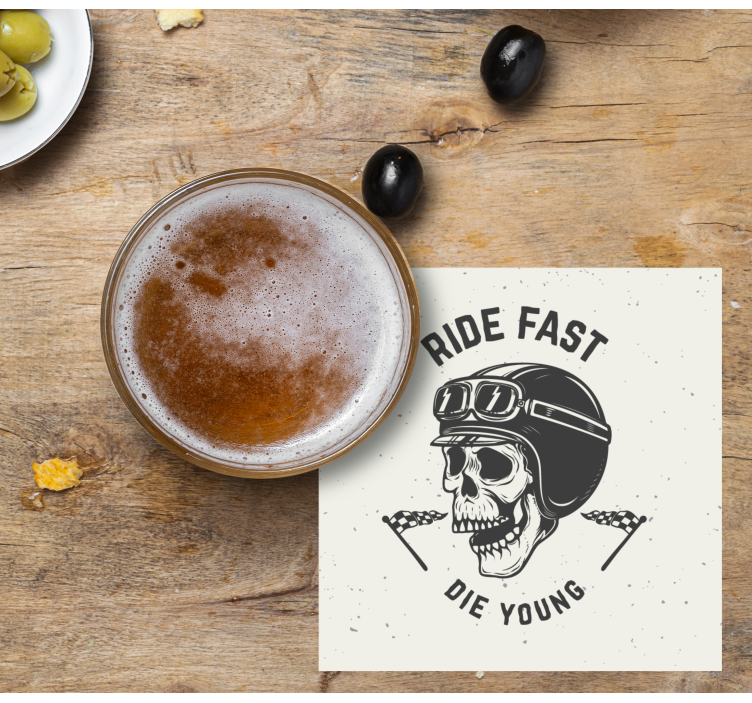 Bases para copos caveira com óculos de corrida - TenStickers