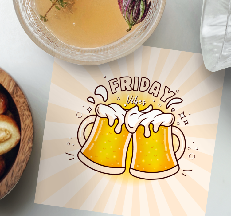 Bases para copos cerveja brindando à diversão de sexta-feira - TenStickers