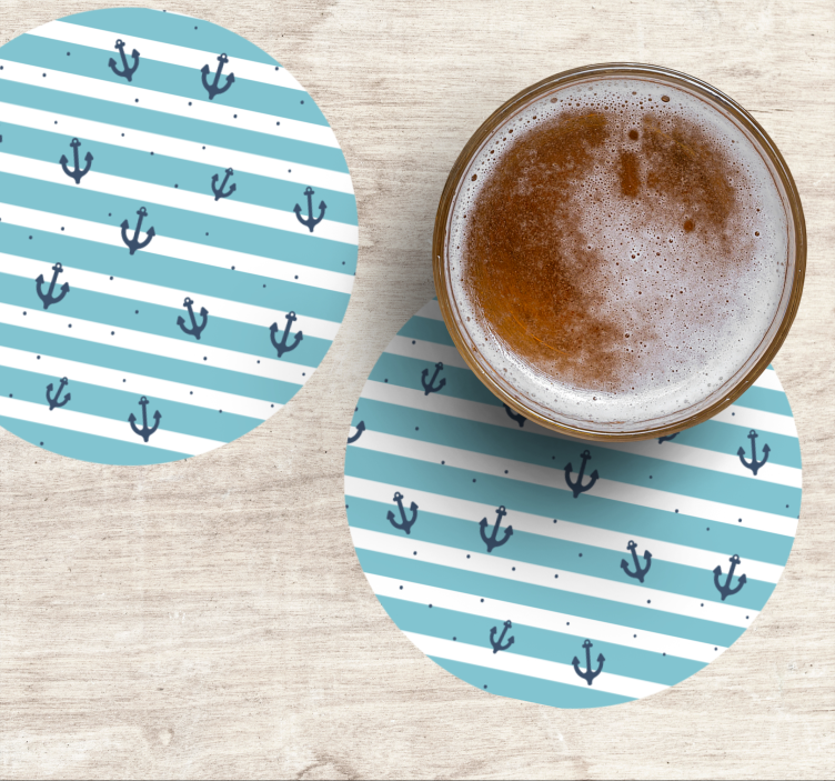 Bases para copos cerveja com padrão âncora listrado - TenStickers