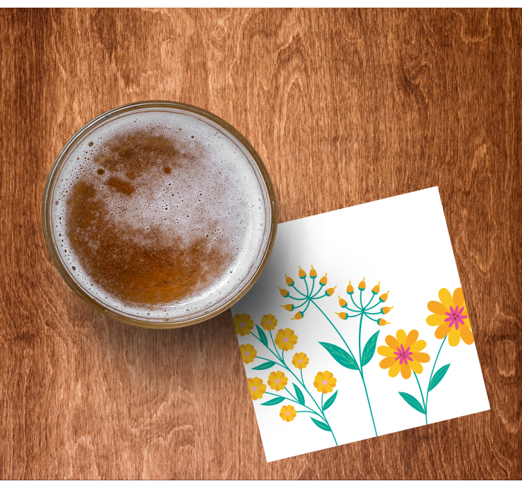Bases para copos cerveja composição de flores vibrantes - TenStickers