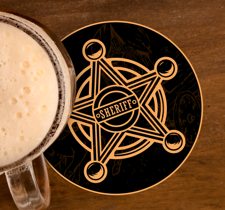 Bases para copos cerveja emblema de estrela xerife - TenStickers