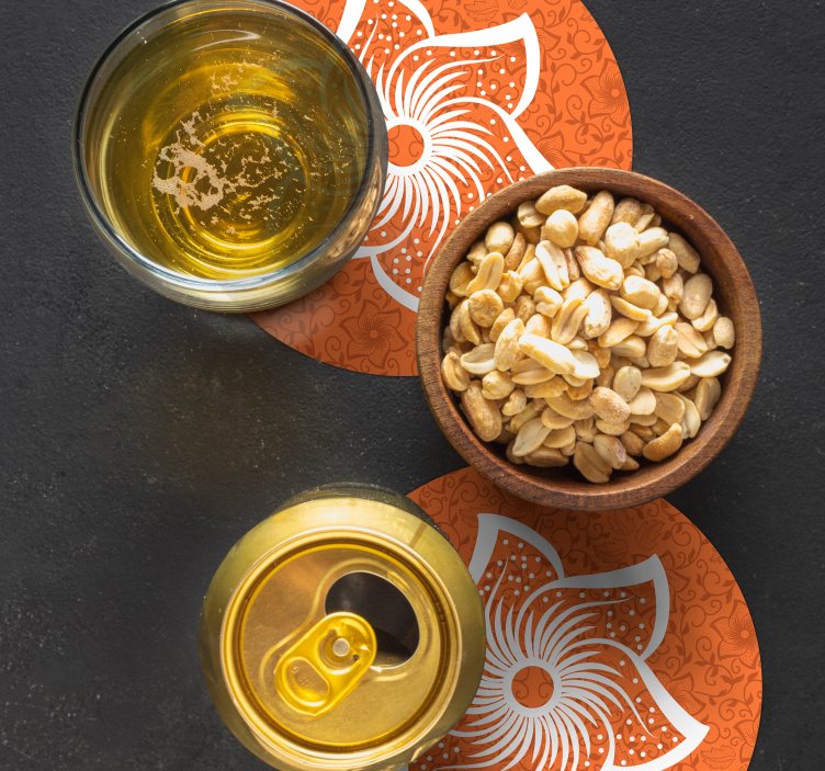 Bases para copos cerveja flora laranja estilosa - TenStickers