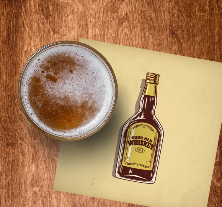 Bases para copos cerveja garrafa de uísque antiga - TenStickers