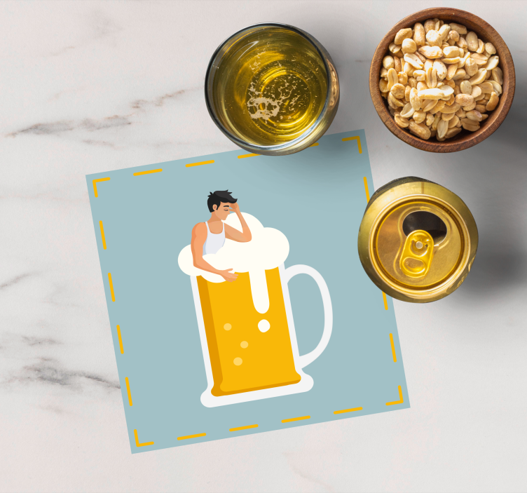 Bases para copos cerveja ilustração de caneca relaxante - TenStickers