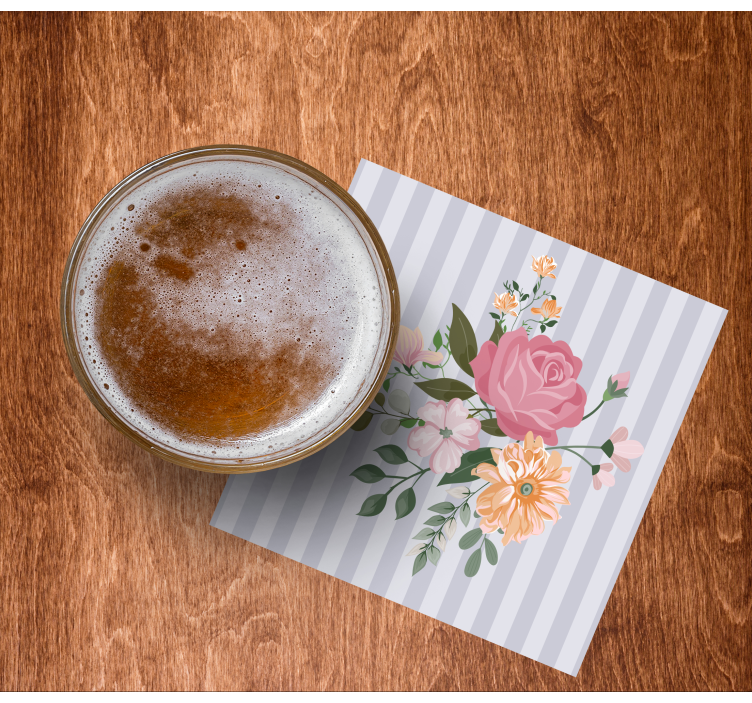 Bases para copos cerveja listras de arranjo floral - TenStickers