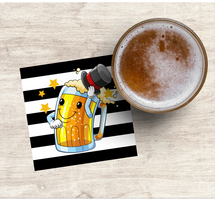 Bases para copos cerveja mascote alegre de caneca - TenStickers