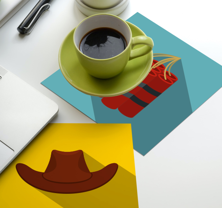 Bases para copos chapéu de cowboy e dinamite - TenStickers