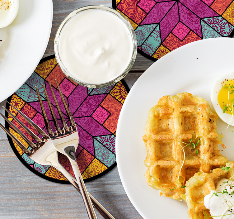 Bases para copos com arranjo geométrico vibrante - TenStickers