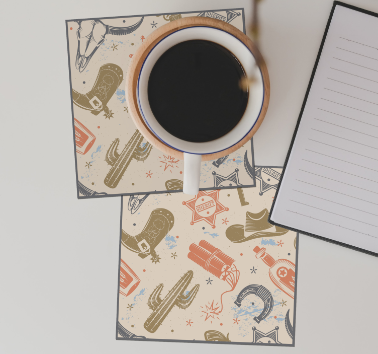 Bases para copos com elementos de tema cowboy - TenStickers
