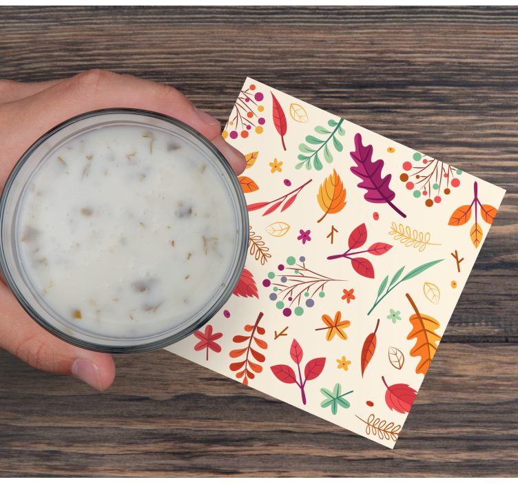 Bases para copos com elementos florais coloridos - TenStickers