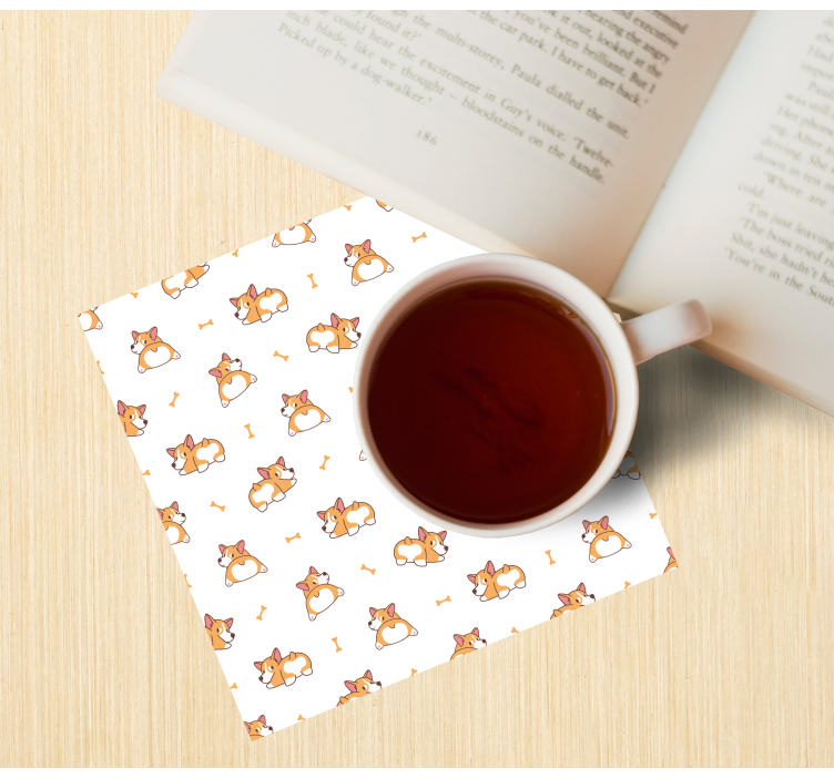 Bases para copos com estampa de corgi brincalhão - TenStickers