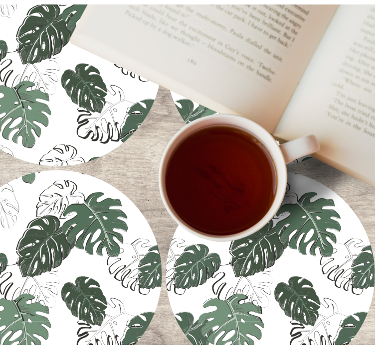 Bases para copos com estampa de folhas - TenStickers