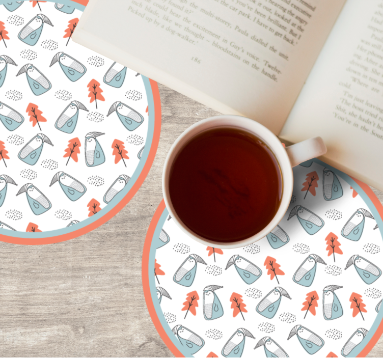 Bases para copos com estampa de folhas divertidas - TenStickers